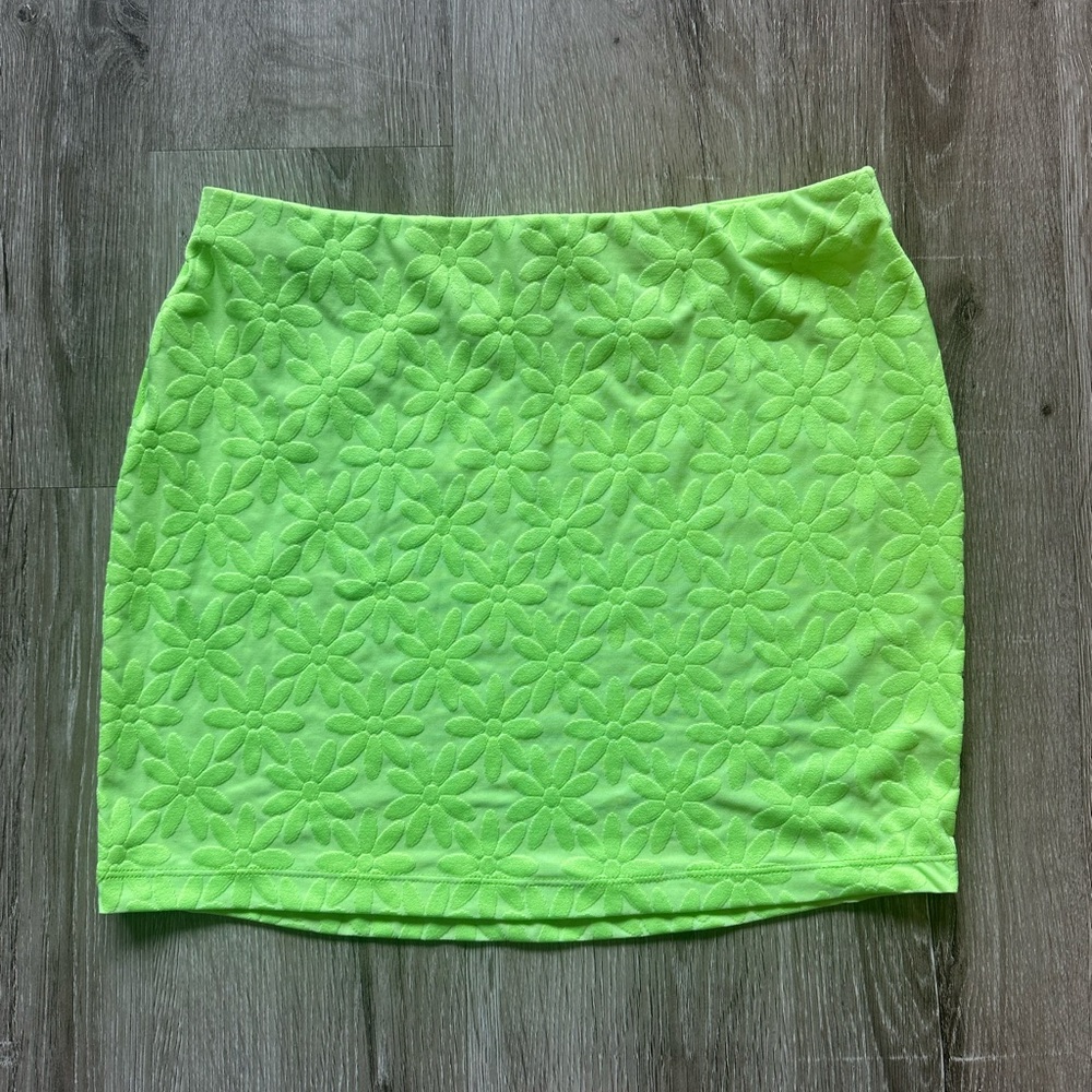 Lovers + Friends Lime Floral Pencil Skirt